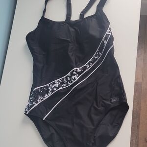 Roots Black One Piece with White Accent